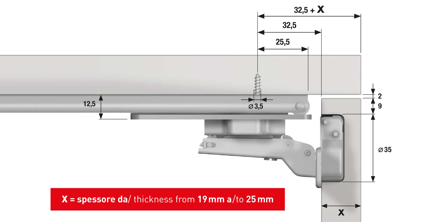 GUIDA PER CASSETTI 354 CM 50 ESTRAZIONE PARZIALE OMGE